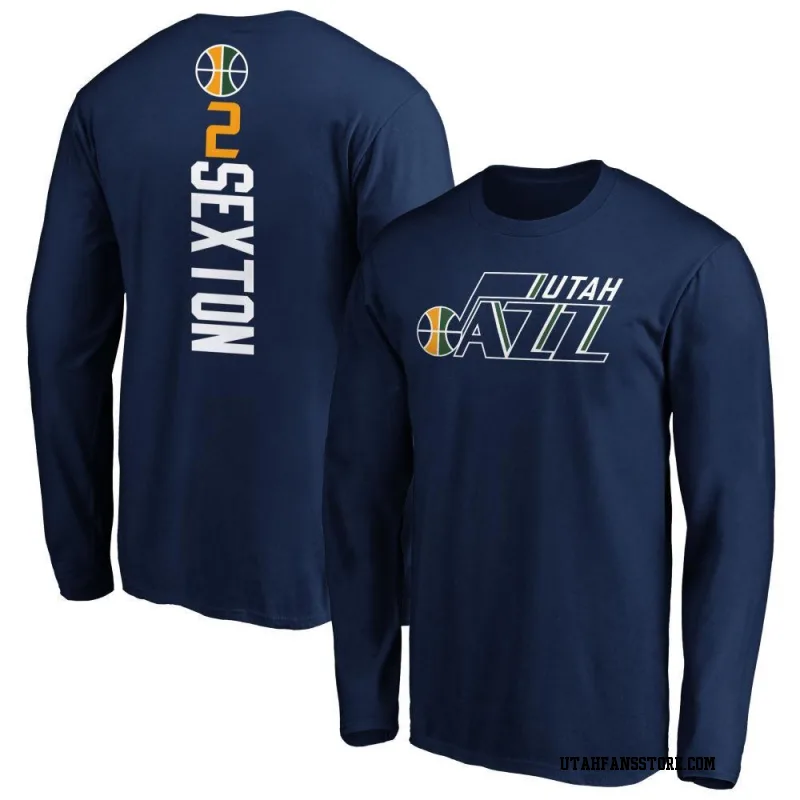 Navy Men's Collin Sexton Utah Jazz Backer Long Sleeve T-Shirt