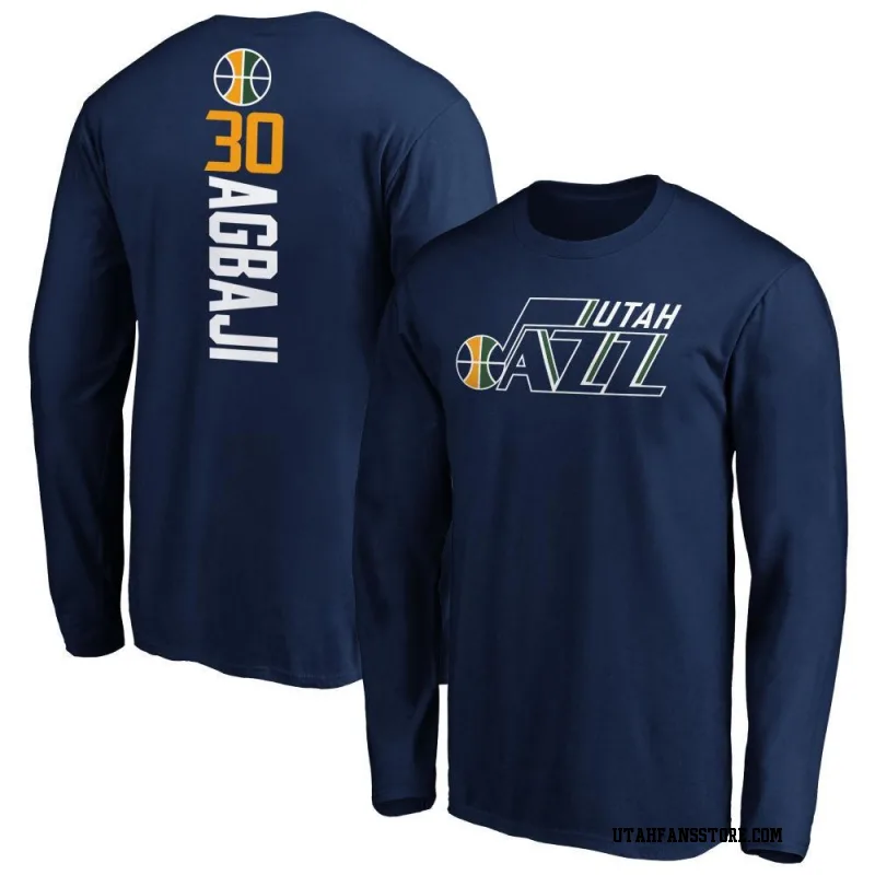Navy Men's Ochai Agbaji Utah Jazz Backer Long Sleeve T-Shirt