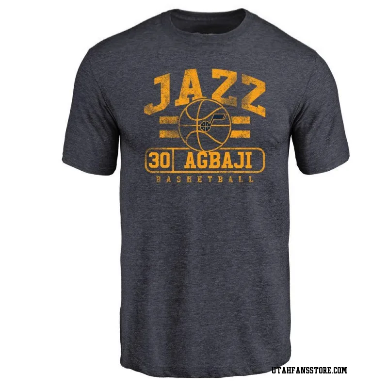 Navy Men's Ochai Agbaji Utah Jazz Baseline T-Shirt