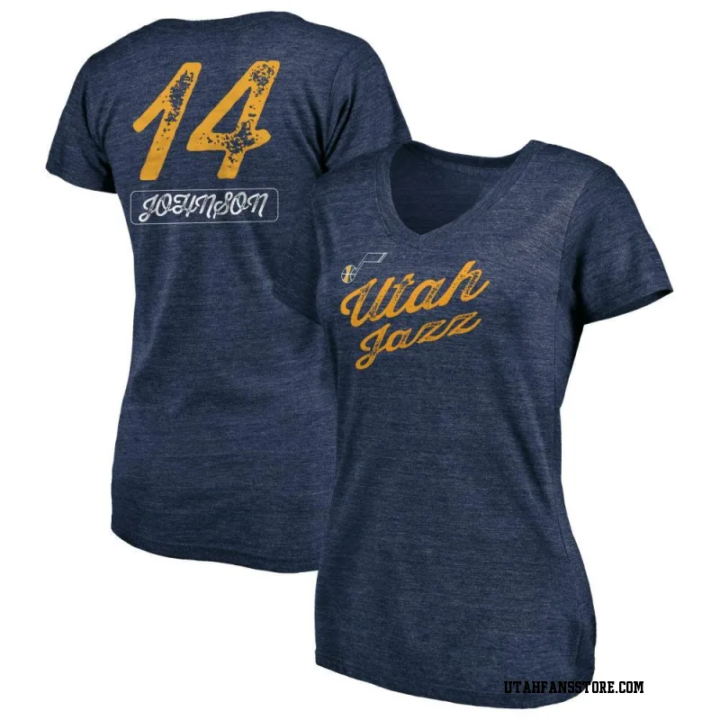 Navy Women's Stanley Johnson Utah Jazz Sideline V-Neck T-Shirt